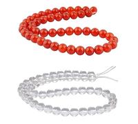 mookaitedecor 2 Strands 8mm Natural Clear Quartz & Carnelian Round Crystal Stone Beads for Jewellery Making DIY Necklace Bracelet, 90pcs Polished Semi Precious Loose Beads Real Healing Crystals