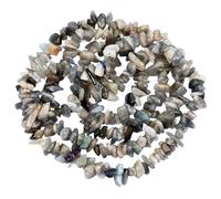 mookaitedecor 2 Strands Natural Labradorite Crystal Chip Beads for Jewellery Making 5-8mm, Tumbled Grey Chip Stone Beads Bulk Drilled Crystal Chips for Crafting Bracelet Making Small Crystals Pieces