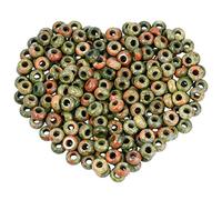 mookaitedecor 20pcs 12mm Natural Unakite Round Large Hole Gemstone Beads for Jewellery Making, Loose Rondelle Crystal Stone Beads for Crafting European Bracelet Macrame DIY Projects