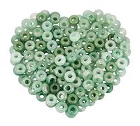 mookaitedecor 20pcs 14mm Natural Green Aventurine Round Large Hole Gemstone Beads for Jewellery Making, 6mm Hole Loose Rondelle Crystal Stone Beads for Crafting European Bracelet Macrame DIY Projects