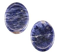 mookaitedecor 2pcs 4.5cm Natural Sodalite Crystal Thumb Worry Stones for Stress Anxiety Relief, Oval Semi Precious Stones, Pocket Stones Quartz Healing Crystal Gift for Reiki Chakra Balancing