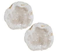 mookaitedecor 2pcs Small Natural Druzy Crystal Geode Ornament Clear Quartz Cluster Mineral Rocks Specimen, White Healing Crystal Gifts Resin Crafts DIY Stones Raw Crystal Reiki Chakra Room Desk Decor