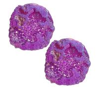 mookaitedecor 2pcs Small Purple AB Crystal Geode Ornament Druzy Titanium Coated Rock Quartz Crystal, Natural Mineral Rocks Purple Healing Crystal Gifts Resin Crafts DIY Stones Rough Cut Crystals
