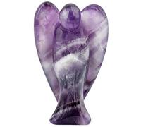 mookaitedecor 3 Inch Amethyst Crystal Guardian Angel Gemstone Carved Figurine Statue Purple Home Ornament, Healing Crystal Gifts, Love Peace Lucky Charm Stone Angel for Reiki Chakra Decoration