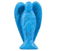 mookaitedecor 3 Inch Blue Howlite Turquoise Crystal Guardian Angel Gemstone Carved Figurine Statue Home Ornament, Healing Crystal Gift, Love Peace Lucky Charm Stone Angel for Reiki Chakra Decoration