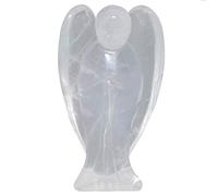 mookaitedecor 3 Inch Clear Quartz Crystal Guardian Angel Gemstone Carved Figurine Statue Home Ornament, Healing Crystal Gifts, Love Peace Lucky Charm Stone Angel for Reiki Chakra Decoration