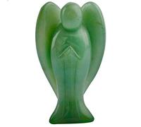 mookaitedecor 3 Inch Green Aventurine Crystal Guardian Angel Gemstone Carved Figurine Statue Home Ornament, Healing Crystal Gifts, Love Peace Lucky Charm Stone Angel for Reiki Chakra Decoration