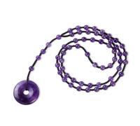 mookaitedecor 30 mm Crystal Lucky Coin Donut Circle Stone Necklace, 30 mm, Stone, amethyst stone