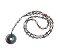 mookaitedecor 30 mm Crystal Lucky Coin Donut Circle Stone Necklace, 30 mm, Stone, indian agate stone
