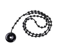 mookaitedecor 30 mm Crystal Lucky Coin Donut Circle Stone Necklace Donut