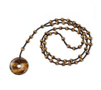 mookaitedecor 30 mm Crystal Lucky Coin Donut Circle Stone Necklace Donut
