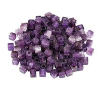 mookaitedecor 30pcs 10mm Natural Amethyst Cube Large Hole Gemstone Beads for Jewellery Making, Square Spacer Loose Purple Large Hole Crystal Stone Beads for Bracelet Making Crafting Macrame 5mm Hole