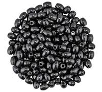 mookaitedecor 30pcs 16mm Natural Barrel Black Obsidian Stone Large Hole Gemstone Beads for Jewellery Making, Oval Loose Healing Crystal Stone Beads for Crafting European Bracelet Macrame DIY Projects
