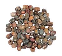mookaitedecor 30pcs 16mm Natural Barrel Picasso Jasper Large Hole Gemstone Beads for Jewellery Making, Oval Loose Healing Crystal Stone Beads for Crafting European Bracelet Macrame DIY Projects