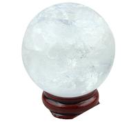 mookaitedecor 45-50mm Natural Clear Quartz Crystal Ball with Wooden Stand for Fortune Telling, Healing Crystal Sphere Quartz Stone Ball Feng Shui Decoration for Meditation Divination Good Luck