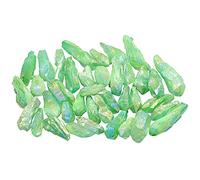 mookaitedecor 460g Undrilled Large Green Crystal Points Bulk for Jewellery Making Crafting Art Wire Wrapping Party Home Decor, Irregular Titanium Clear Quartz Raw Crystals Rocks Green Crystal Gift