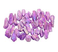mookaitedecor 460g Undrilled Large Purple Crystal Points Bulk for Jewellery Making Crafting Art Wire Wrapping Party Home Decor, Irregular Titanium Clear Quartz Raw Crystals Rocks Purple Crystal Gift