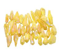 mookaitedecor 460g Undrilled Large Yellow Crystal Points Bulk for Jewellery Making Crafting Art Wire Wrapping Party Home Decor, Irregular Titanium Clear Quartz Raw Crystals Rocks Yellow Crystal Gift