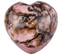 mookaitedecor 4pcs 25mm Natural Rhodonite Heart Shaped Crystal Decorative Worry Stones, Healing Crystal Gift Set, Love Heart Crystal Ornament Pocket Stone Palm Stone Chakra Reiki Desk Decor
