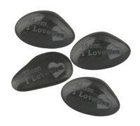 mookaitedecor 4pcs Small Natural Black Stone with Words ‘Mom I Love You’ Pocket Stone for Grief, Small Memorial Ornaments Stone Engraved Stones for Grave Love Message for Mum Condolence Sympathy Gift
