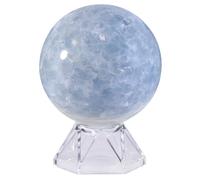 mookaitedecor 50-60mm Celestite Crystal Ball Sphere Ornament with Stand Crystals and Gemstones for Display Office Room Decor, Light Blue Celestite Stone Healing Crystal Ball with Gift Box