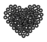 mookaitedecor 50pcs 5-6mm Black Lava Rock Beads for Jewellery Making, Healing Stones Large Hole Round Loose Beads for Bracelet Necklace, DIY Macrame Projects