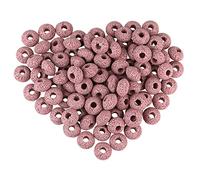 mookaitedecor 50pcs 5-6mm Pink Lava Rock Beads for Jewellery Making, Healing Stones Large Hole Round Loose Beads for Bracelet Necklace, DIY Macrame Projects