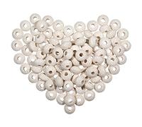 mookaitedecor 50pcs 5-6mm White Lava Rock Beads for Jewellery Making, Healing Stones Large Hole Round Loose Beads for Bracelet Necklace, DIY Macrame Projects