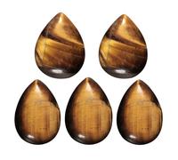 mookaitedecor 5pcs 18x25mm Natural Tiger's Eye Crystal Cabochons for Jewellery Making Crafting, Cabochons Flat Back Water Drop Beads Teardrop Beads for Pendants Stone Beads Healing Crystal Beads