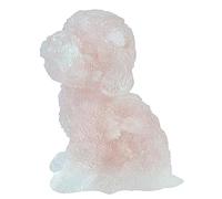 Mookaitedecor 6.5cm Rose Quartz Crystal Sitting Dog Figurine Ornament for Home, Healing Crystal Puppy Gift for Dog Lover, Resin Animal Stone Statue Good Luck Desk Decoration & Cute Room Decor