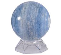 mookaitedecor 61-70mm Celestite Crystal Ball Sphere Ornament with Stand Crystals and Gemstones for Display Office Room Decor, Light Blue Celestite Stone Healing Crystal Ball with Gift Box