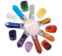 mookaitedecor 7 Chakra Crystals Set,Healing Crystal Polished Tumbled Worry Stones & Rose Quartz Cone Energy for Reiki Balancing Meditation Kit