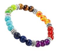 mookaitedecor 7 Chakras Stone Bracelet Stretch Beads Bracelet for Yoga