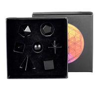 mookaitedecor 7 PCS Obsidian Platonic Solids Crystal Set Sacred Geometry