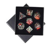 mookaitedecor 7 Piece Dragon Blood Stone Gemstone Polyhedral Dice Set, Polished Healing Stone DND Dice for Dungeons and Dragons RPG MTG Table Games Role Play Home Decoration