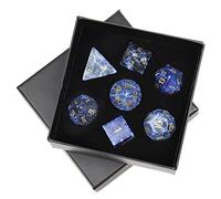 mookaitedecor 7-Piece Sodalite Gemstone Polyhedral Dice Set, Polished Healing Stone DND Dice for Dungeons and Dragons RPG MTG Table Games Role Play Home Decoration