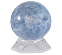 mookaitedecor 71-80mm Celestite Crystal Ball Sphere Ornament with Stand Crystals and Gemstones for Display Office Room Decor, Light Blue Celestite Stone Healing Crystal Ball with Gift Box