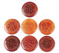 mookaitedecor 7pcs Carnelian Crystals Healing Crystal Grid Set with Engraved Magic Archangel Sigils Symbols for Meditation Pocket Worry Palm Stones Spiritual Crystal Set Witchcraft Witch Gifts Decor