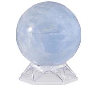 mookaitedecor 81-90mm Celestite Crystal Ball Sphere Ornament with Stand Crystals and Gemstones for Display Office Room Decor, Light Blue Celestite Stone Healing Crystal Ball with Gift Box