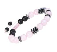 mookaitedecor 8mm Love Morse Code Rose Quartz Healing Crystal Stone Round Bead Bracelet for Women Men, Pink Semi Precious Stone Bracelet Jewellery Adjustable Romantic Gift Valentine’s Day Reiki Energy