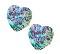 mookaitedecor Abalone Shell Crystal Stone Drawer Knobs with Screws Set of 2, Heart Shaped Stone Pulls Handle for Dresser Cabinet Cupboard Furniture Rainbow Colourful Knobs Decorative Home Decor