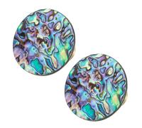 mookaitedecor Abalone Shell Crystal Stone Drawer Knobs with Screws Set of 2, Round Shaped Stone Pulls Handle for Dresser Cabinet Cupboard Furniture Rainbow Colourful Knobs Decorative Home Decor