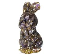 mookaitedecor Amethyst Crystal Rabbit Figurine Ornament Home Good Luck Decor, Resin Healing Crystal Animal Bunny Sculpture Gift Stone Statue Purple Bedroom Decor Easter Bunny Decoration