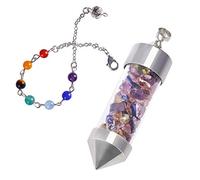 mookaitedecor Assorted Crystal Pendulum Bottle Crystal Pendant Necklace Chips Crystal Point Pendulum for Dowsing Scrying Divination Reiki Healing Crystal Pendulum with 7 Chakra Bead Chain