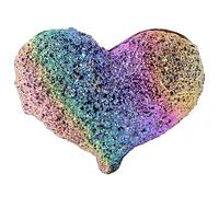 mookaitedecor Bismuth Ore Crystal Heart Shaped Rainbow Ornament Healing Crystal Gift Home Decoration, Colourful Rock Beautiful Party Decor Crystal Stone Good Luck Desk Decoration
