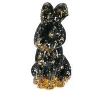 mookaitedecor Black Obsidian Crystal Rabbit Figurine Ornament Home Good Luck Decor, Resin Healing Crystal Animal Bunny Sculpture Gift Stone Statue Bedroom Decor Easter Bunny Decoration