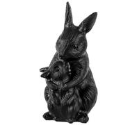 Mookaitedecor Black Obsidian Crystal Rabbit Hand Carved Bunny Ornament for Home, Healing Crystal Animal Gift, Mother and Baby Rabbit Figurine Art Statue Hare Sculpture Cute