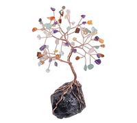 mookaitedecor Chakra Crystal Money Tree with Amethyst Raw Stone Base Good Luck Crystal Gifts, Reiki Healing Crystal Bonsai Tree Chakra Tree of Life Feng Shui Ornaments for Home Office Decor