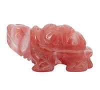 mookaitedecor Cherry Quartz Crystal Turtle Tortoise Statue Sculpture, Small Healing Stone Red Turtle Gift Reiki Pocket Gemstone Lucky Charm Ornament Desk Decor Figurines 1.5 Inch