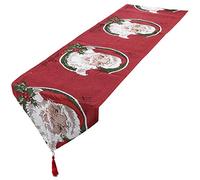 mookaitedecor Christmas Table Runner Red,Santa Claus Father Printed for Dining Party Festival Xmas Decoration